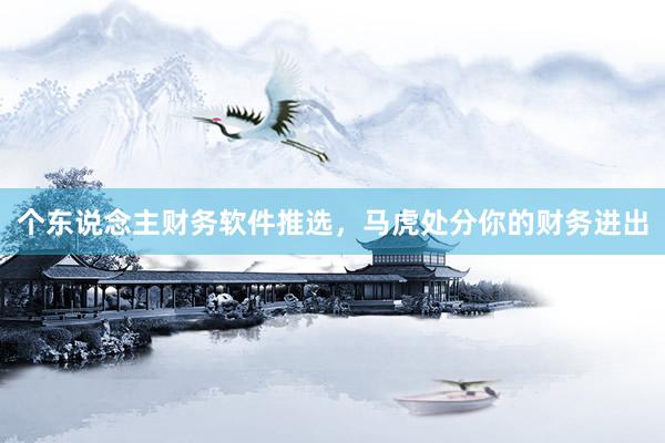 个东说念主财务软件推选，马虎处分你的财务进出
